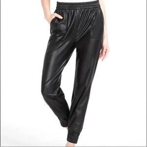Express Women’s High Waisted Faux Leather Jogger Pants Black Sz M Vegan Leather
